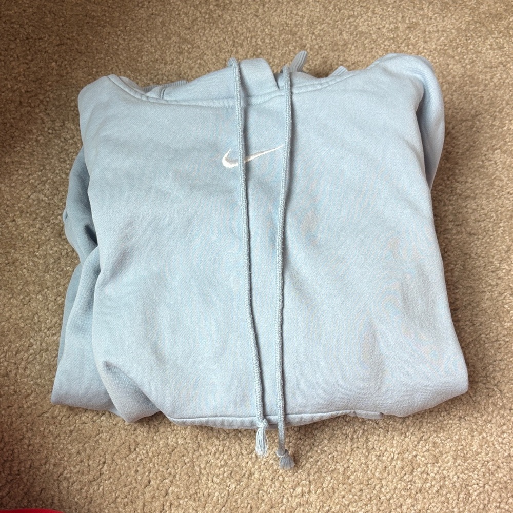 Nike Pale Blue Pullover Hoodie with White Swoosh